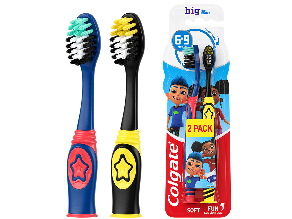 Дитячі зубні щітки Colgate Kids’ Smiles, м’які, з присосками, 6-9 років, ( уп. 2 шт)