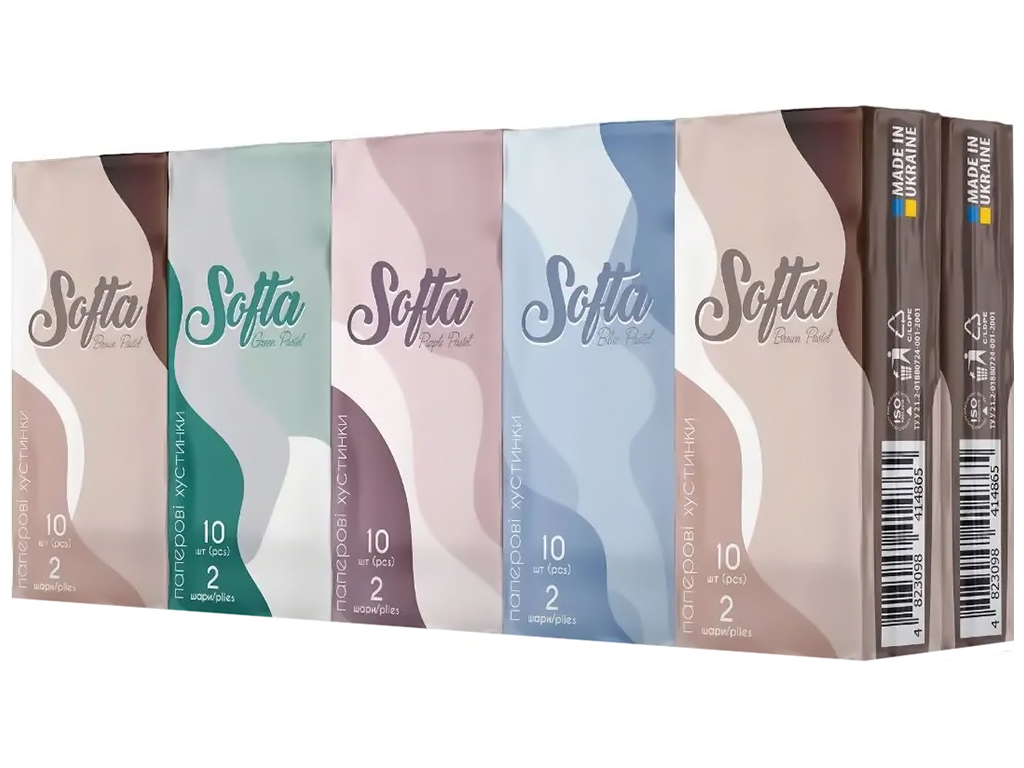 Носові хустки Softa, 10х10см, 2-х шарові, білі (ціна за упаковку 10шт)