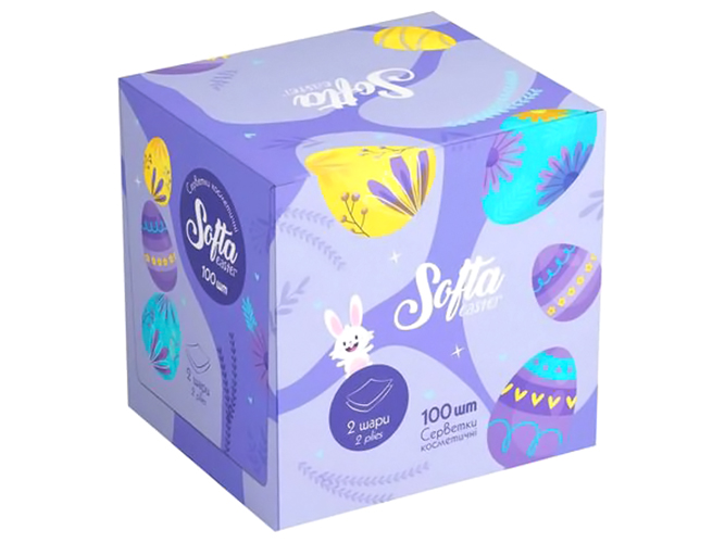 Серветки косметичні Softa Chisto Easter, сухі, 2-х шарові, 100шт