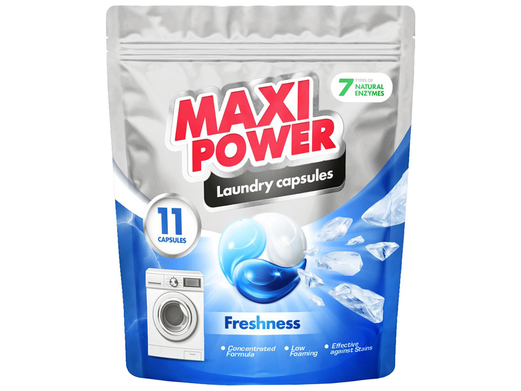 Капсулы для стирки Maxi Power Freshness, универсальные, 11шт
