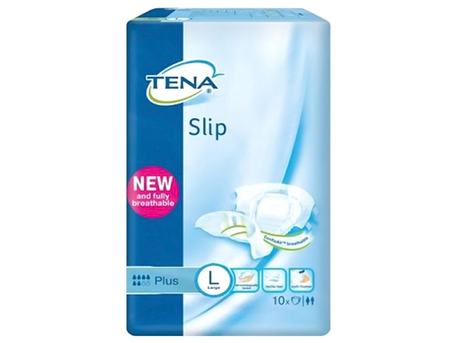 Подгузники для взрослых Tena Slip Plus Large дышащие, 92-144см, 6капель, 10шт
