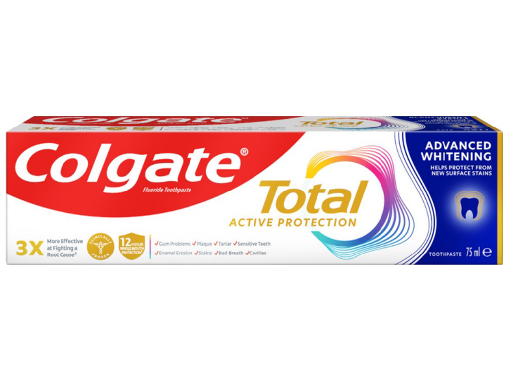 Зубна паста Colgate Тотал Комплексне відбілювання, 75мл