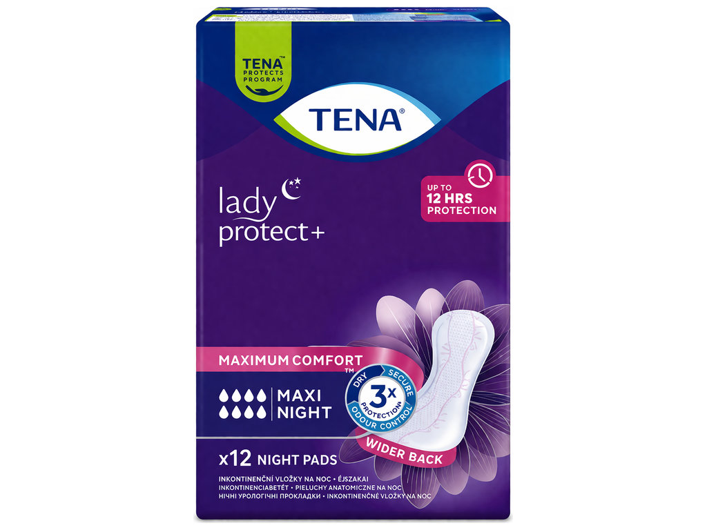 Прокладки урологічні Tena Lady Night Maxi, подовжена форма, для жінок, 8 крапель, 12шт