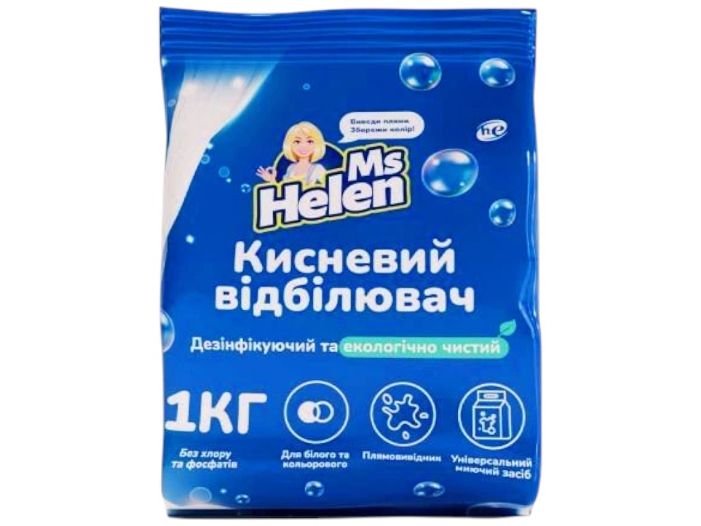 Отбеливатель кислородный Ms Helen, для хлопка, льна, синтетики, активный кислород, сода, 1кг