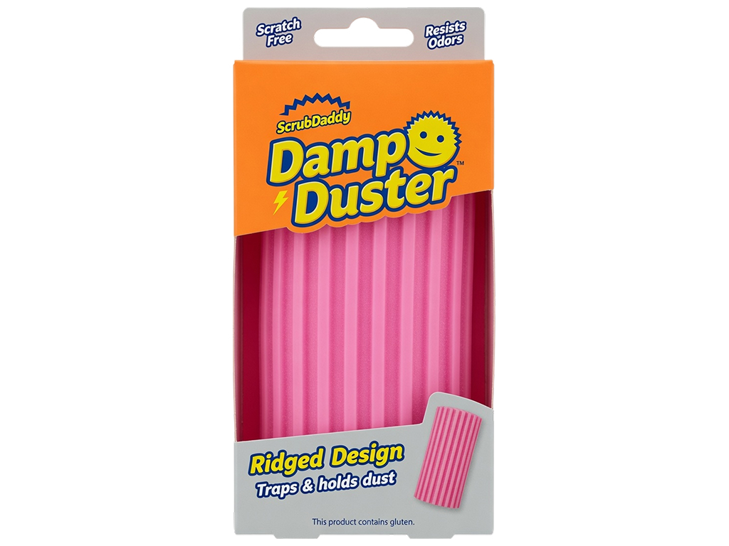 Губка для пилу Scrub Daddy Damp Duster, ребриста, багаторазова, рожева, 11х6х4 см