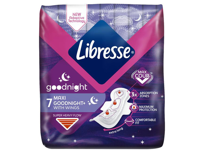 Прокладки гігієнічні нічні Libresse Maxi Goodnight з крильцями, 7шт