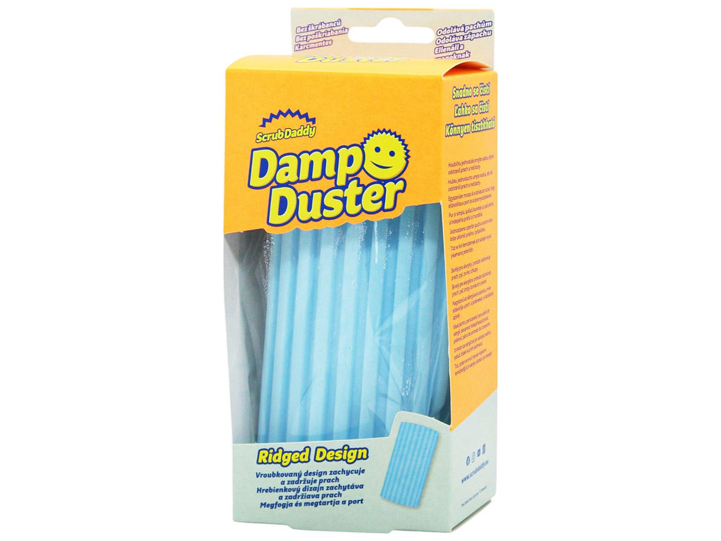 Губка для пыли Scrub Daddy Damp Duster, рельефная, многоразовая, удерживает пыль, цвет голубой