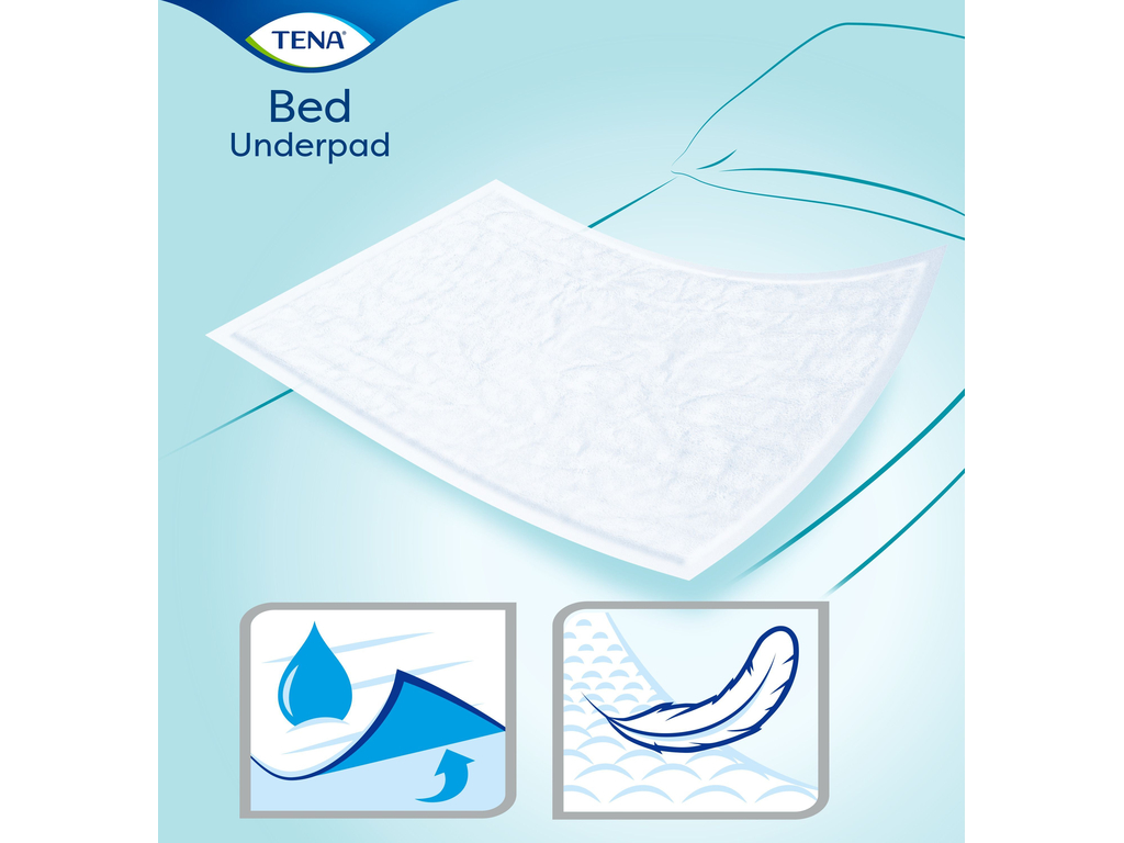 Пелёнки гигиенические Tena Bed Normal, одноразовые, нетканый материал, целлюлоза, 60×60см, 30шт