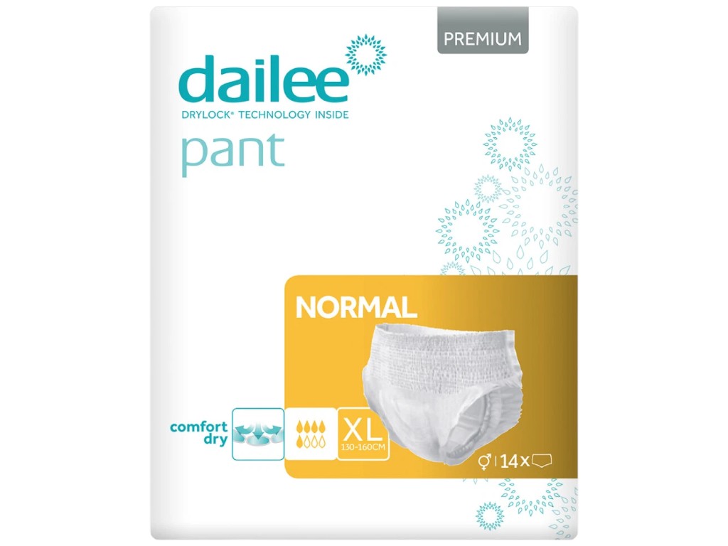 Підгузки-трусики для дорослих Dailee Pant Premium Normal XL, 5 крапель, до 1050мл, 130-160см, 14шт