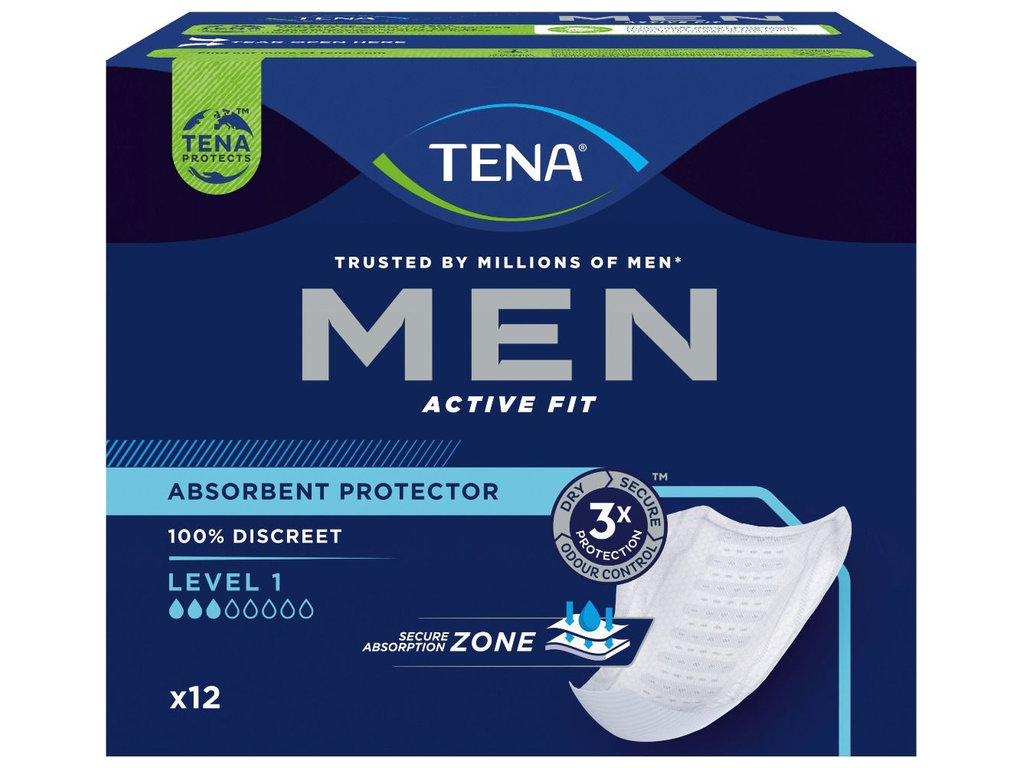 Прокладки урологічні Tena Men Active Fit Level 1, для чоловіків, одноразові, 3 краплі, 12шт