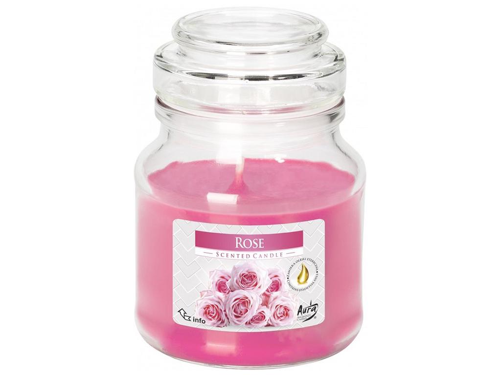 Свічка ароматична Bispol (snd71-78) "Троянда" в скляній банці, 28 годин 120г