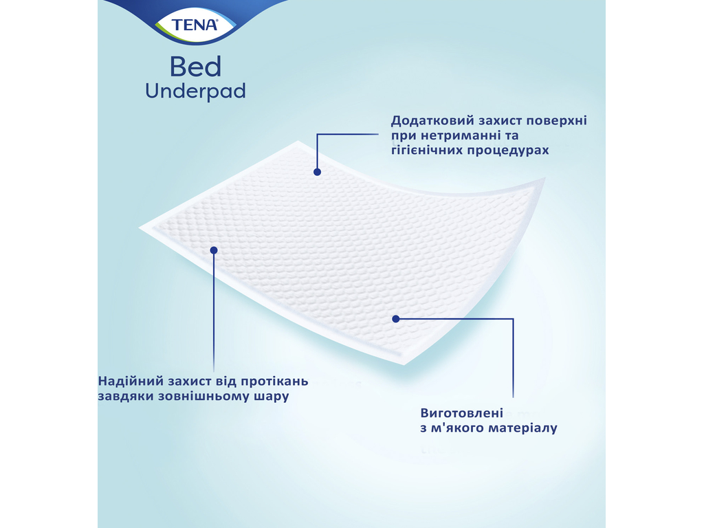 Пеленки гигиенические Tena Bed Plus, одноразовые, целлюлоза, плиэстер, 40×60см, 40шт