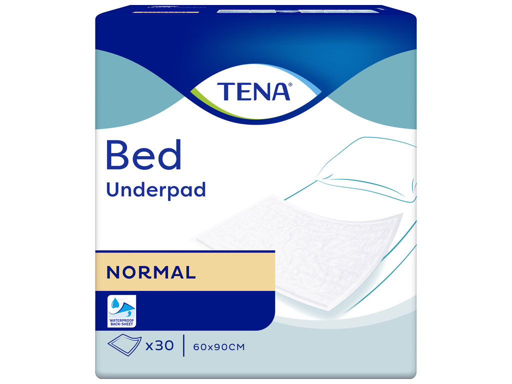 Пелёнки одноразовые Tena Bed Normal, многослойные, защита от протеканий, целлюлоза, 60×90см, 30шт