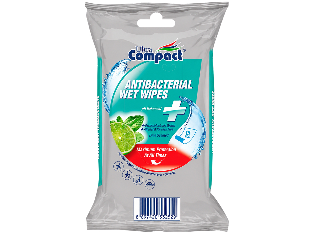 Влажные салфетки Ultra Compact Antibacterial, лайм и мята, 15шт Влажные салфетки Ultra Compact Antibacterial, лайм и мята, 15шт