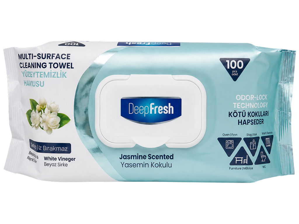 Влажные салфетки для поверхностей Deep Fresh, уксус и сода, аромат жасмина, 100 шт