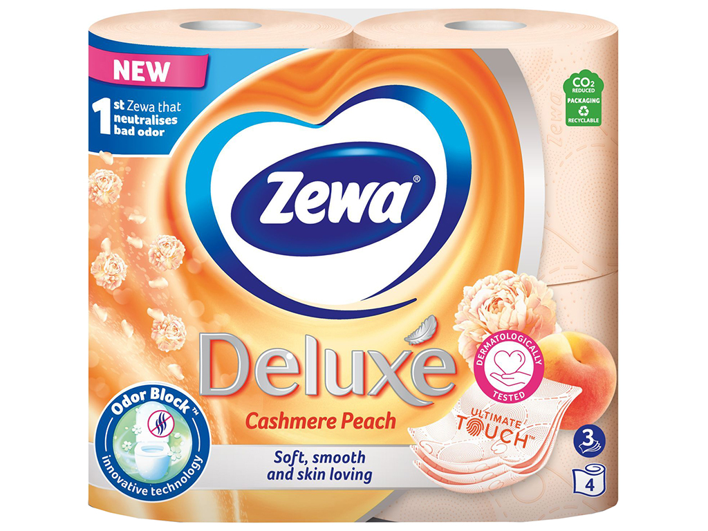 Туалетний папір Zewa Deluxе Персик, 3х шаровий (ціна за упаковку 4шт)
