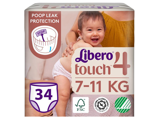 Подгузники-трусики Libero Touch 4, 7-11кг, 34шт