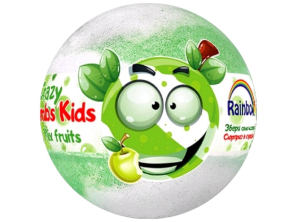 Бомба для ванны Rainbow Crazy Bombs Kids Фруктовый микс, для детей старше 3лет, 100г