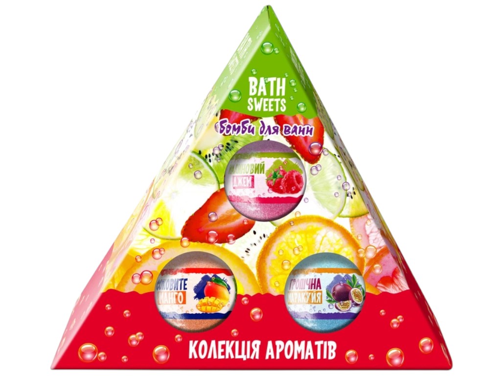 Набор для ванны AquaShine Rainbow Коллекция ароматов, 3 бомбочки, 300г