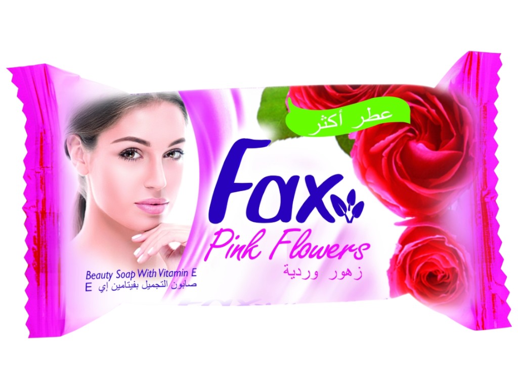 Мило туалетне Fax Pink Flowers, тверде, з вітаміном Е, аромат троянда, 100г