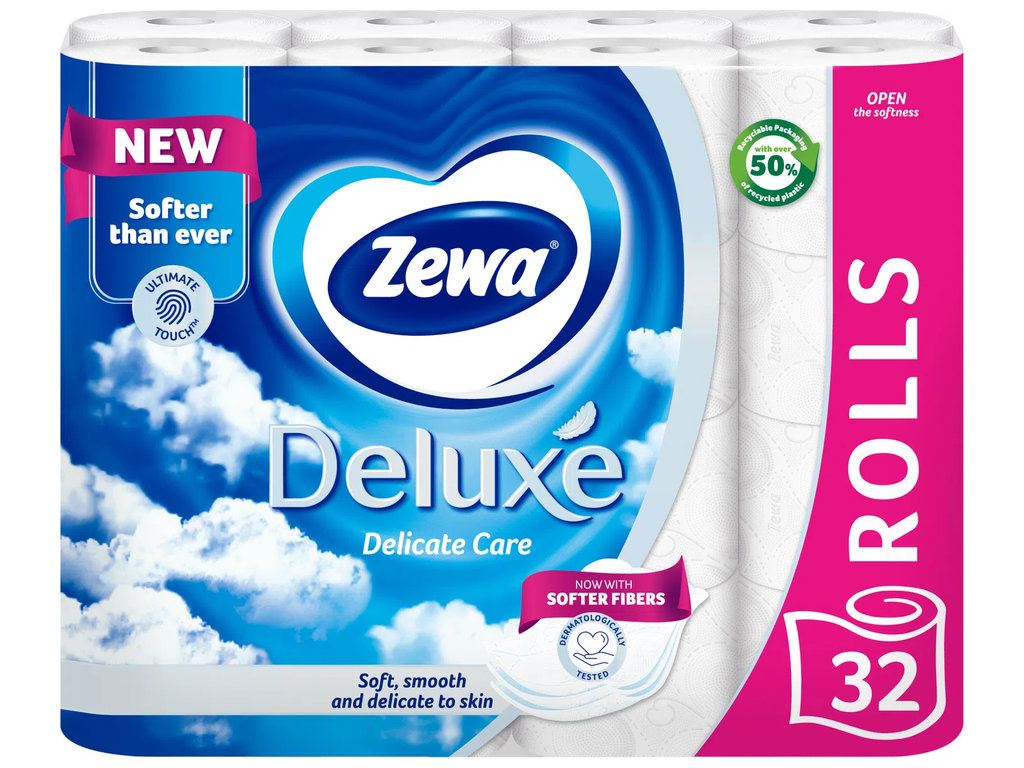 Бумага туалетная Zewa Deluxe Winter, 150 листов, 3 слоя, целлюлоза, 32 рулона
