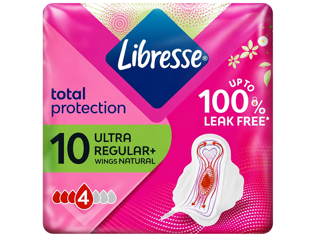 Гігієнічні прокладки Libresse Ultra Normal Aloe Vera & Camomile, з крильцями, 10 шт