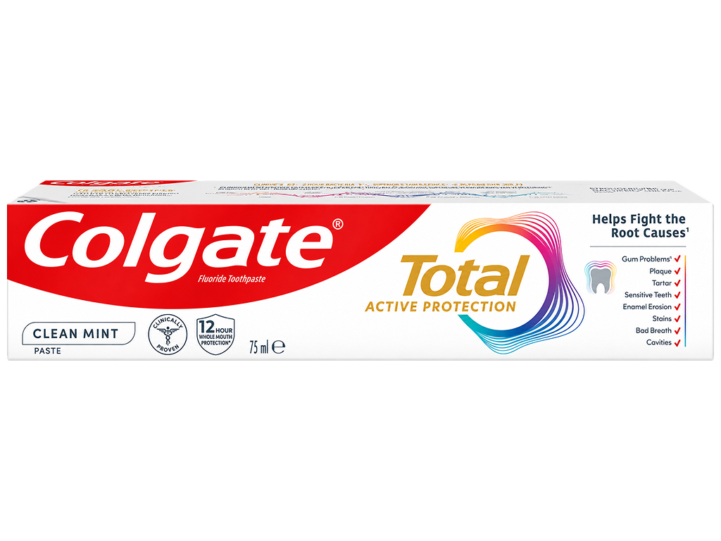 Зубна паста Colgate Total Активний захист Чиста м’ята, фторид олова, 75 мл