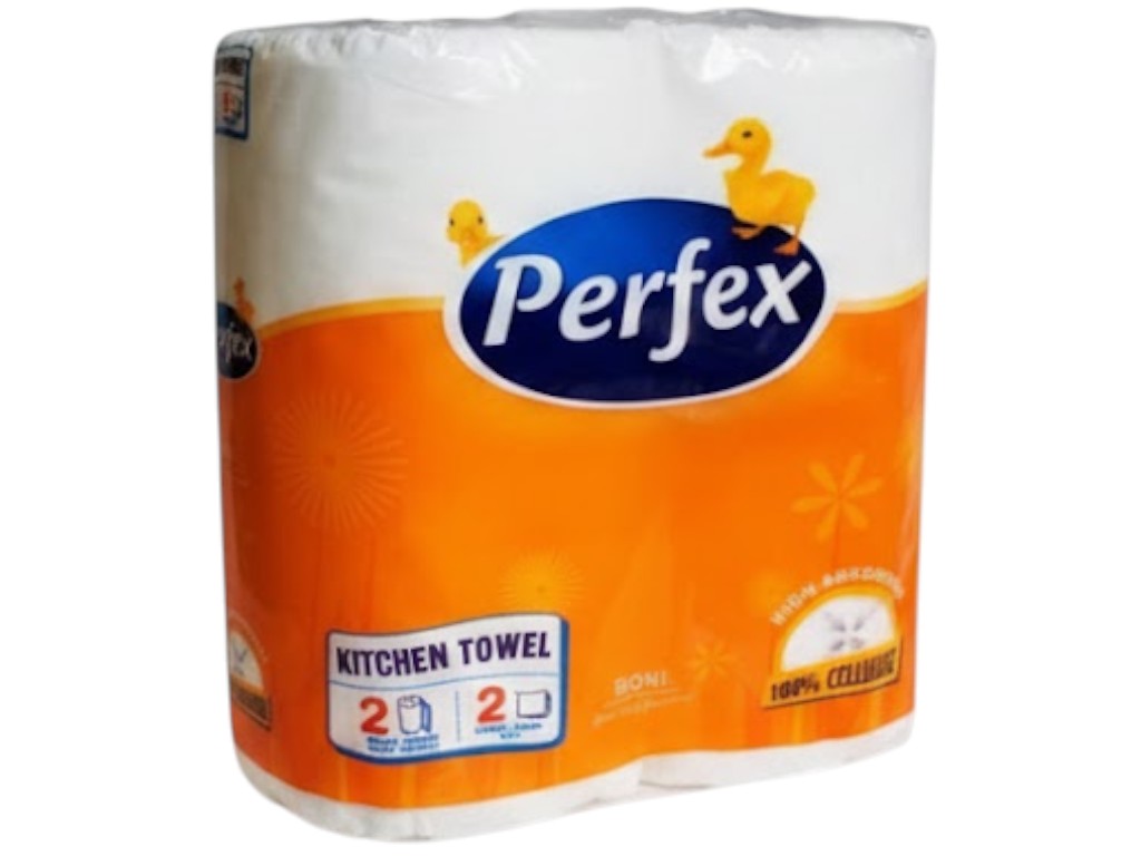 Полотенца бумажные Perfex Boni, 2 слоя, 2 рулона, цвет белый