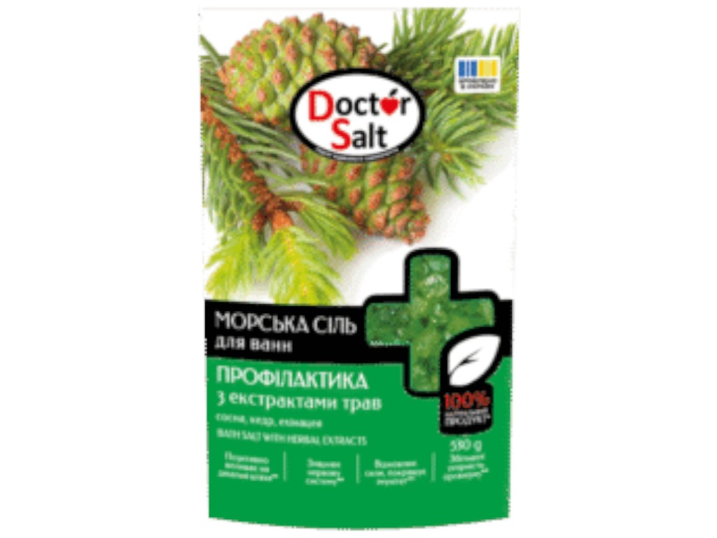 Соль для ванн Doctor Salt, с экстрактами хвои, кедра, эхинацеи и камфоры, 530г