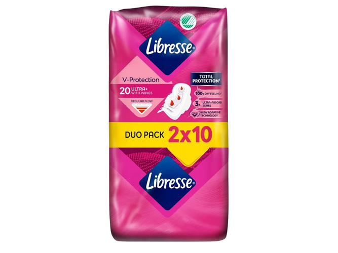Прокладки гігієнічні Libresse Ultra+ з крилами, 4 краплі, 20 шт (2×10)