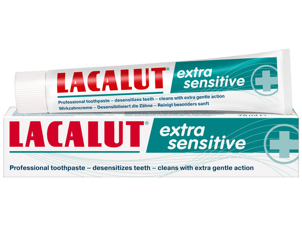 Паста зубна Lacalut Extra Sensitive, зниження чутливості та догляд за ясен, 75мл