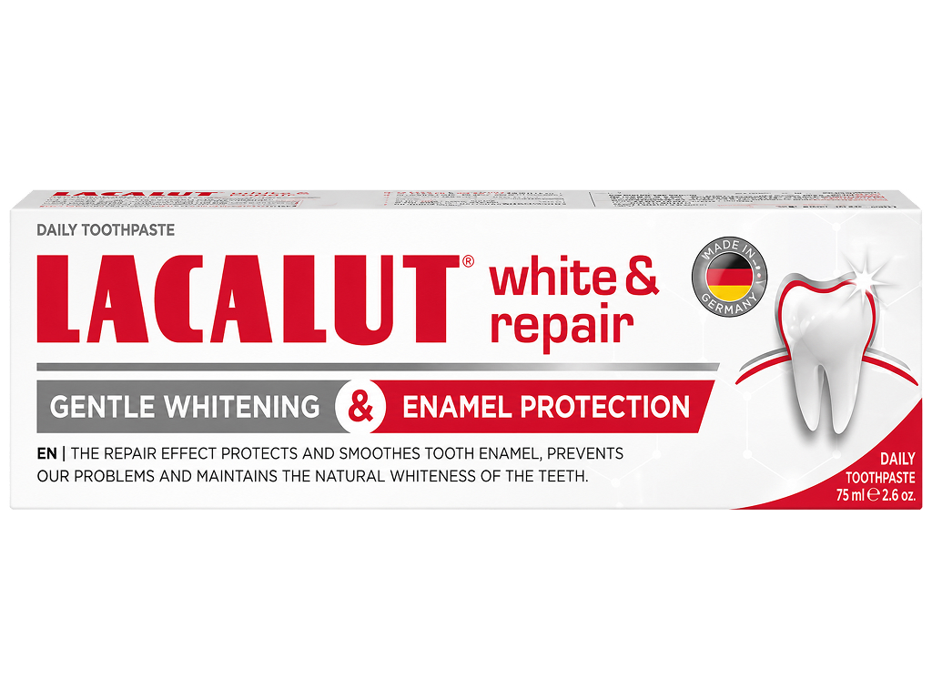 Зубна паста Lacalut White and Repair, відбілювання та відновлення емалі, 75 мл