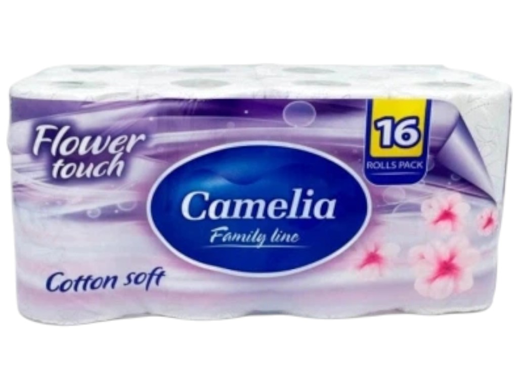 Папір туалетний Camelia Flower Touch Магнолія, 3 шари, 16 рулонів, 100% целюлоза, колір білий