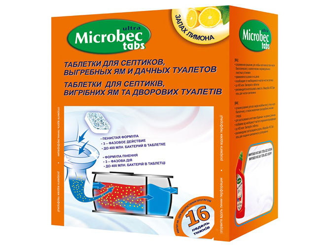 Засіб для септиків, вигрібних ям та дворових туалетів Bros Microbec tabs, 20г