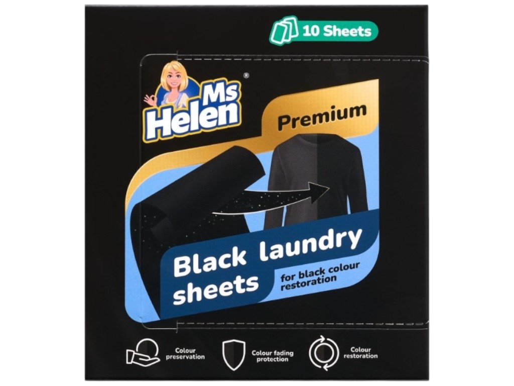 Серветки для оновлення чорного кольору Ms Helen, бавовняне волокно, 10шт