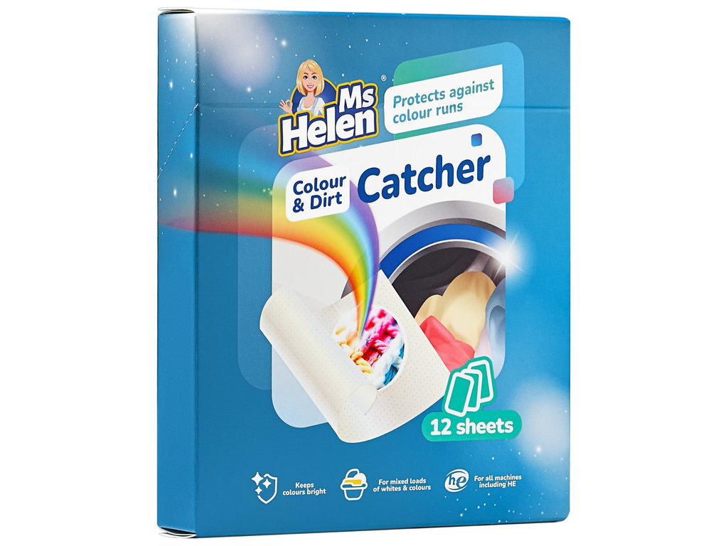 Салфетки-ловушки для стирки Ms Helen Colour & Dirt Catcher, предотвращение окрашивания тканей, 12шт