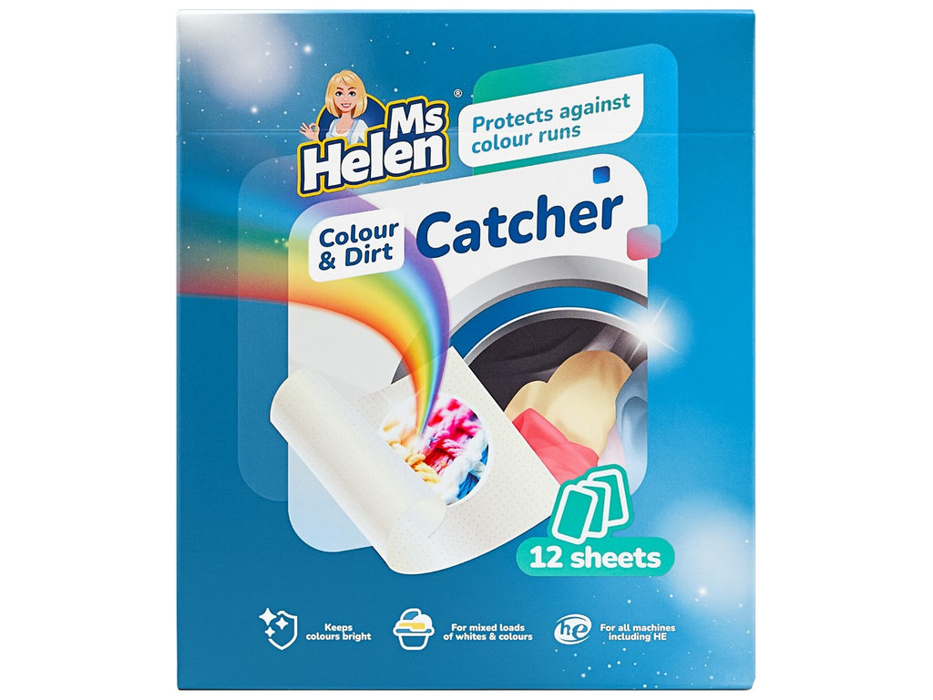 Салфетки-ловушки для стирки Ms Helen Colour & Dirt Catcher, предотвращение окрашивания тканей, 12шт