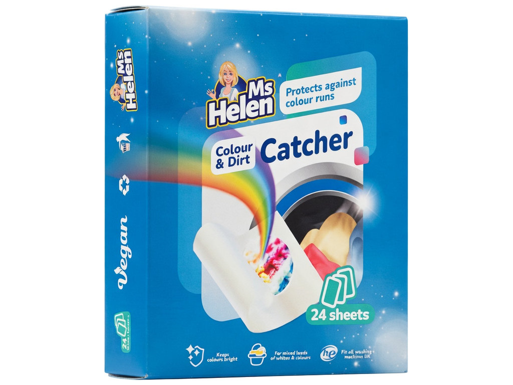 Серветки-пастки для прання Ms Helen Colour & Dirt Catcher, запобігання фарбуванню тканин, 24шт