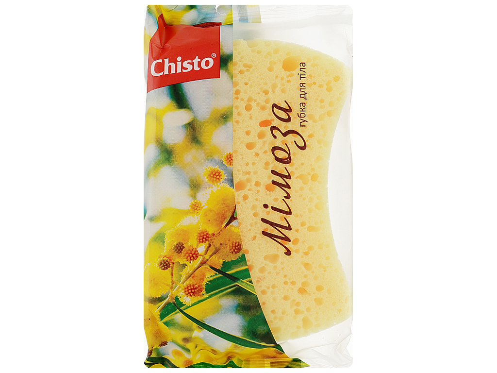 Губка банная поролоновая Chisto Мимоза, 14,5х11х4,5см, 1шт