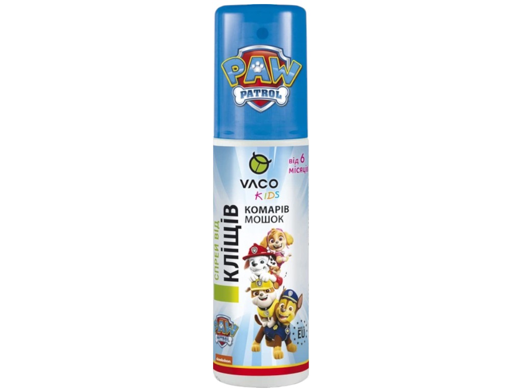 Спрей Vaco Kids Paw Patrol Sensitive от комаров, клещей и мошек, для детей от 6 месяцев, 80мл