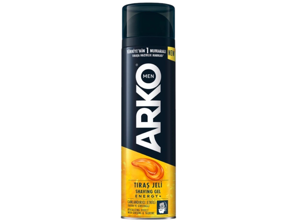 Гель для бритья Arko Men Energy+, для нормальной кожи, с женьшенем и таурином, 200мл