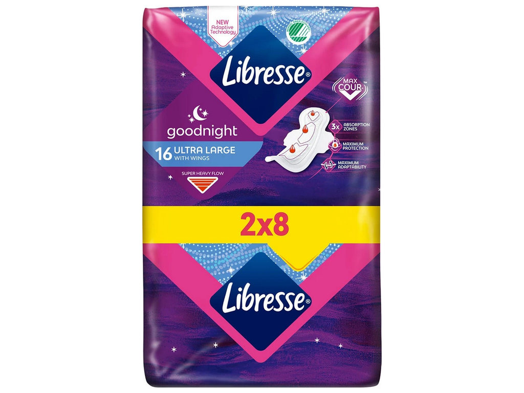 Прокладки гігієнічні Libresse Ultra Large Night Soft, нічні, з крильцями, 6 крапель, 16шт