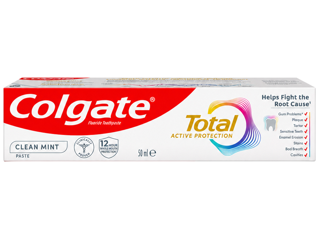 Зубная паста Colgate Total Активная защита Чистая мята, фторид олова, 50 мл