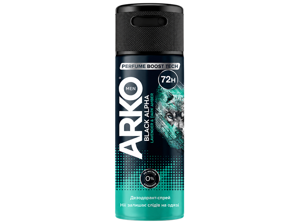 Дезодорант-спрей Arko Men Black Alpha, захист 72 години, 150 мл