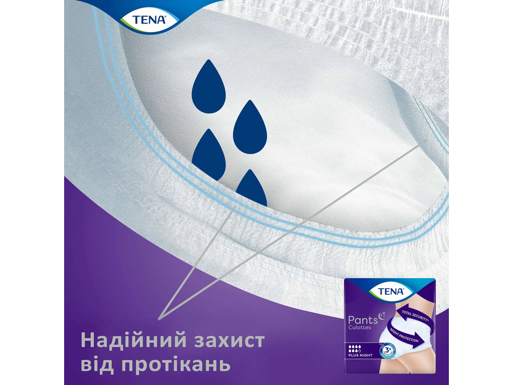 Трусы урологические Tena Pants Plus Night, размер L, 100–135см, 7 капель, 12шт