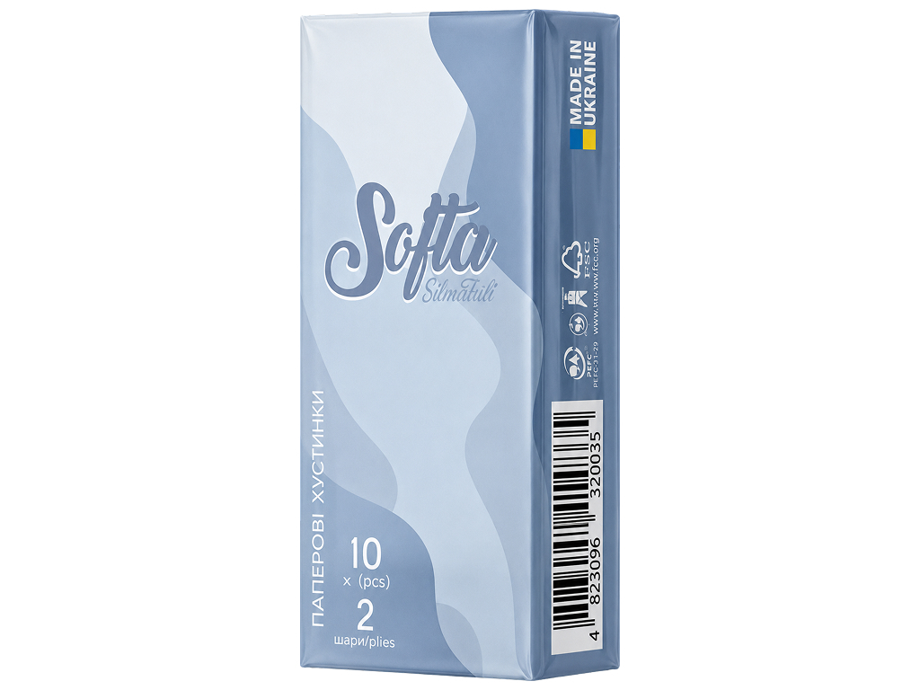 Бумажные носовые платки Chisto Softa, двухслойные, без ароматизаторов, 10 шт