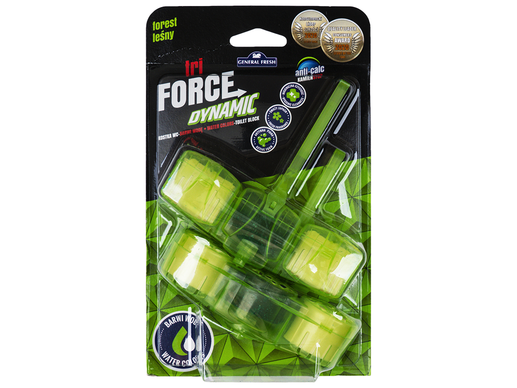 Блок для унитазов Tri-force dynamic blu, General Fresh, Лес, ароматический, 45г (цена за упаковку 2ш