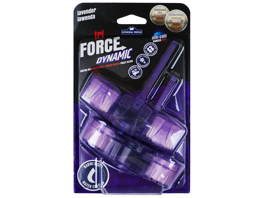 Блок для унитазов Tri-force dynamic blu, General Fresh, Лаванда, ароматический, 45г (цена за упаковк