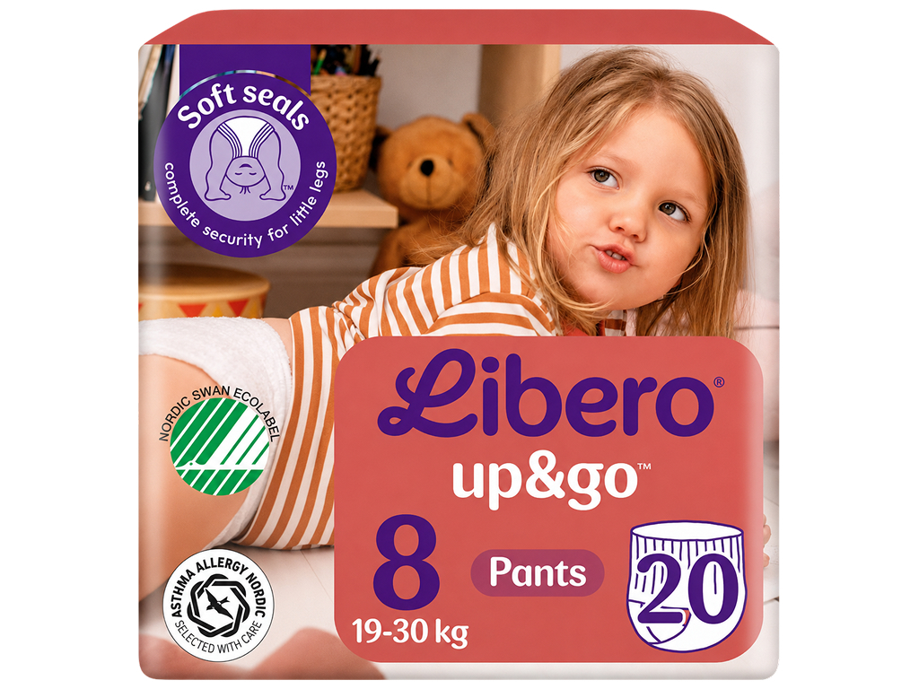 Подгузники-трусики Libero Up&Go, индикатор влаги, размер 8, 19-30 кг, 20 шт