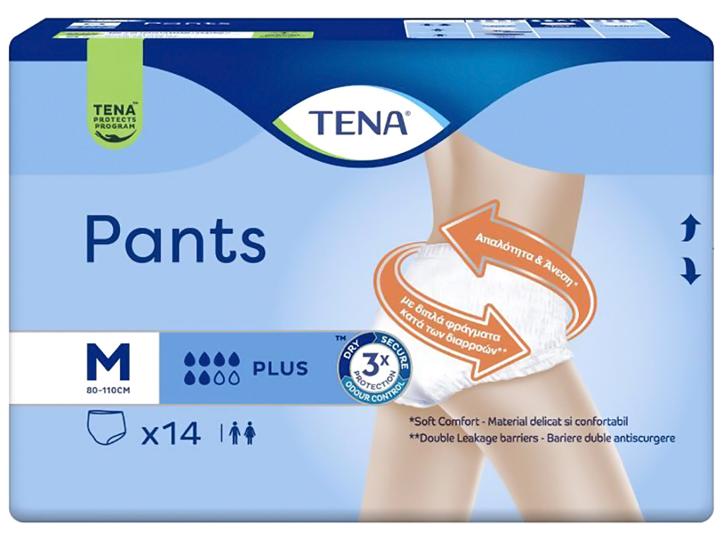 Подгузники-трусики TenaPants Plus Мedium, 80-110см, 6капель, 14шт